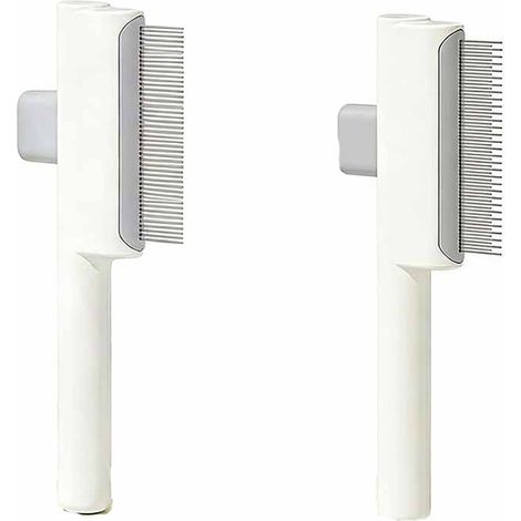 2 Pièces Peigne pour Chats, Peigne à Puces Autonettoyant pour Chat et Chien, Brosse de Toilettage pour Animaux de Compagnie Poil Court et Poil Long, pour Enlever Les Poils D'animaux, Blanc (1/5)