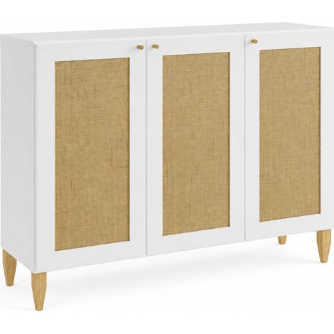 Cassettiera 128 cm, 3 ante, Bianco, 128 x 40 x 109 cm (1/5)