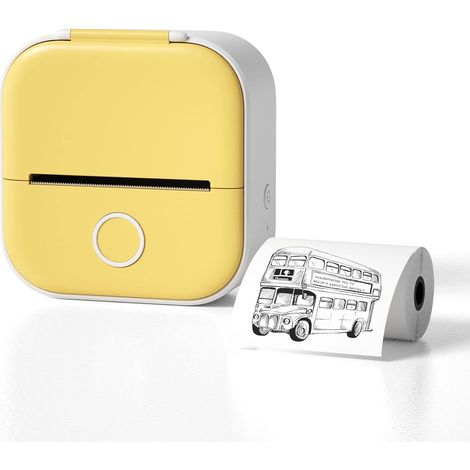 Mini imprimante autocollante portable Bluetooth, appareil d'impression sans encre pour étiquettes et loisirs créatifs (jaune) (1/5)