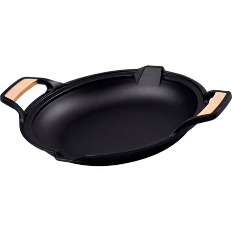 Victoria 33521 Paellera Sartén Hierro Fundido Curado Inducción 33cm Apta Fuego, Barbacoa, Horno Cast Iron  Negro (1/5)