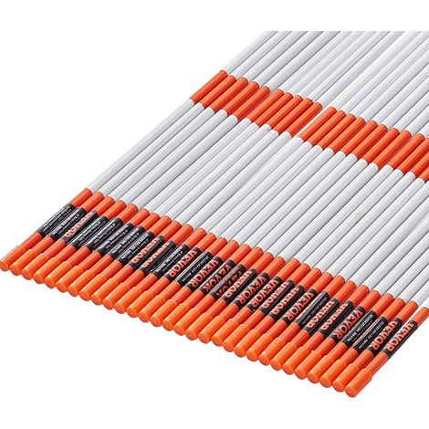 Marqueurs d'Allée Lot de 30 Piquets à Neige Fibre de Verre Orange 0,78x121,5 cm Grande Visibilité Bande Réfléchissante Foret Acier d'Installation 30 cm Gants de Protection pour Parkings, Allées (1/5)