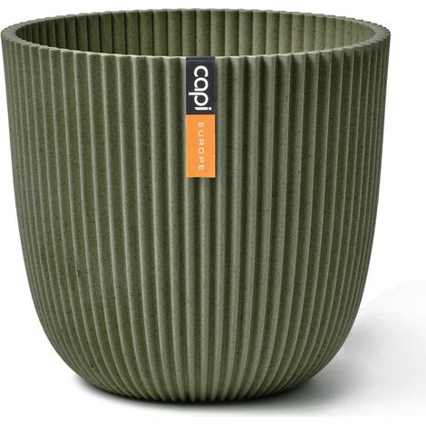 Capi Europe Übertopf Groove Kugel Grün Ø 28 cm - Kunststoff