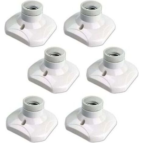 Douille Plafond E27 à Visser, Douille E27 Garage, AC 220-240V, Support Douille pour Ampoule LED, Base Plafonnier Culot E27, Base de Lampe Plastique Blanche pour Lampe au Mur, lot de 6