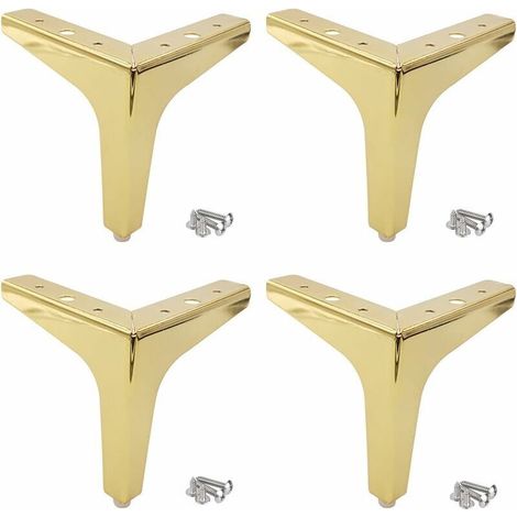 4 pièces Pieds de Meubles en métal épaissis Pieds de Table antidérapants et résistants à l'usure avec vis Utilisation pour Table Basse Meuble TV canapé-lit Chaise,d'or,10cm (1/5)