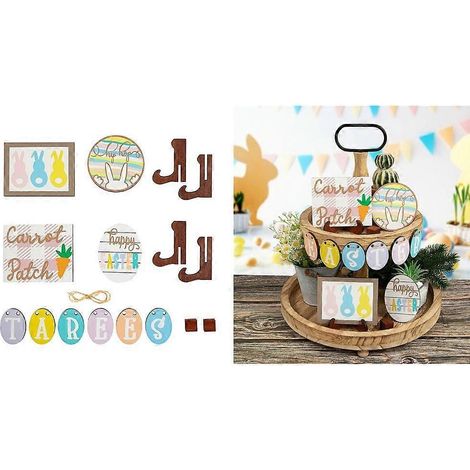 Décorations de Pâques en bois, panneaux décoratifs pour plateaux à étages (1/4)