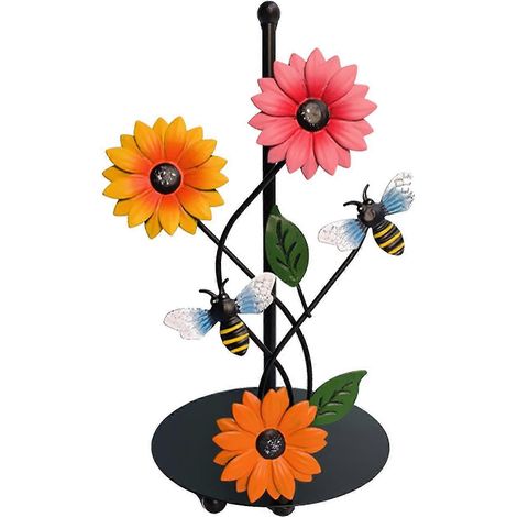 Porte-essuie-tout tournesol pour la cuisine - Accessoires de décoration jaunes pour la cuisine - Hegivoc Grand porte-serviettes en métal noir style ferme pour comptoirs (1/5)