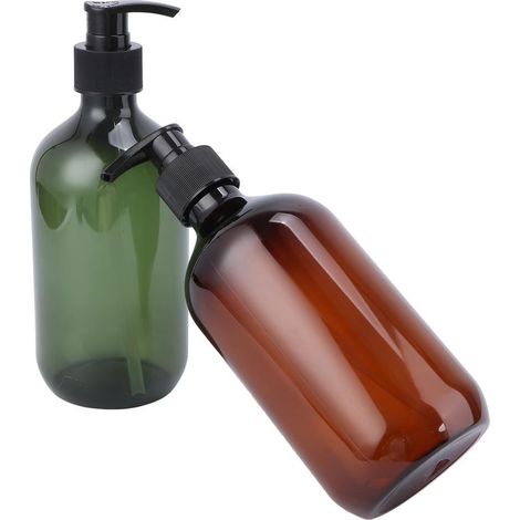 Lot de 2 Flacons à Pompe Vides de 500ml en Pet PP Réutilisables pour Lotion et Savonnette Liquide, pour Camping et Toilette (1/5)
