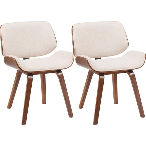 Sedie da pranzo set da 2 Beverley con rivestimento in tessuto Noce/crema