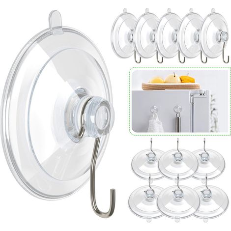 Filiyano-Ventouses transparentes de 4,5 cm avec crochets métalliques, réutilisables (20 pièces) (1/5)