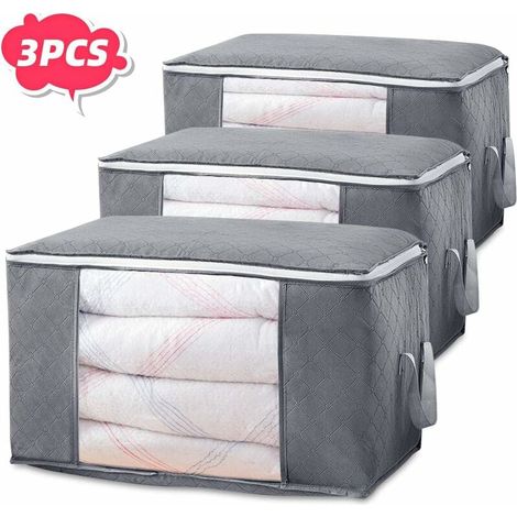 Faltbare Aufbewahrungstaschen-Organizer, Kleideraufbewahrungsboxen, wasserdichte, schimmelhemmende, feuchtigkeitsbeständige Kleideraufbewahrungstasche mit klarem Fenster, 3 Stück (1/5)