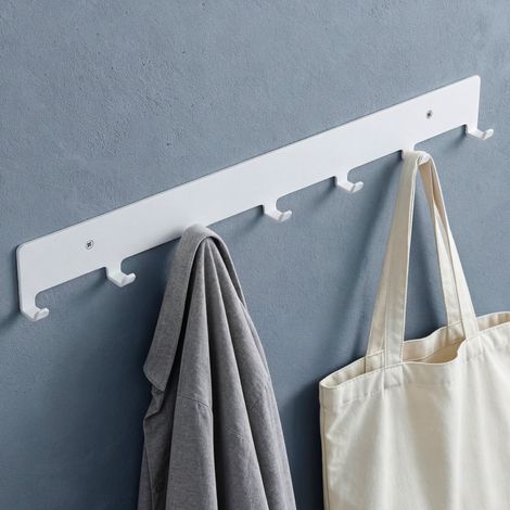 Mai & Mai Porte Manteaux Mural en Acier au Carbone pour Salle de Bain Cuisine Chambre Entrée Accroche Serviette 7 Crochet Patère Murale Anti-chute Blanc 500×55 MM Stalo-17 (1/5)