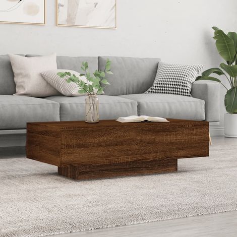 Table basse marron foncé en bois d'ingénierie – Dimensions 100 x 49,5 x 31 cm – Résistante à l'humidité – Design moderne et épuré (1/5)