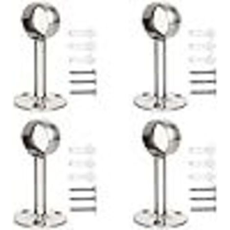 4 Support de Fixation pour Plafond , Support de Tringle A Rideaux Avec Vis et Tube D'expansion à Vis, pour Armoire, Cuisine (22mm, Silber) (1/5)