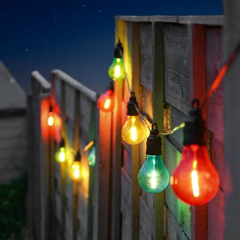 4.5m Plug In Filament Effect Multi Colour Festoon Fairy Lights Outdoor Garden Summer Party Decoration