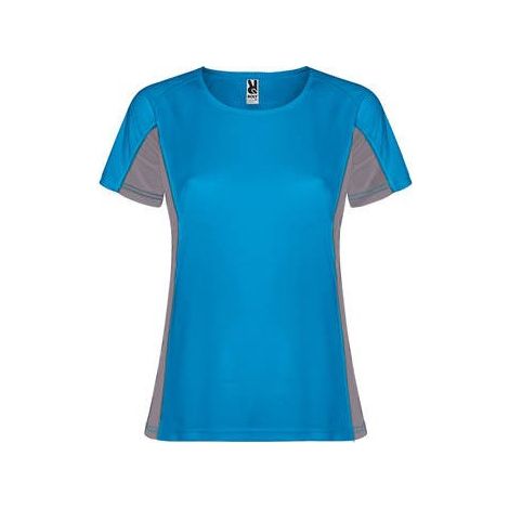 Camiseta técnica combinada de doble tejido SHANGHAI WOMAN S Turquesa/Plomo Oscuro