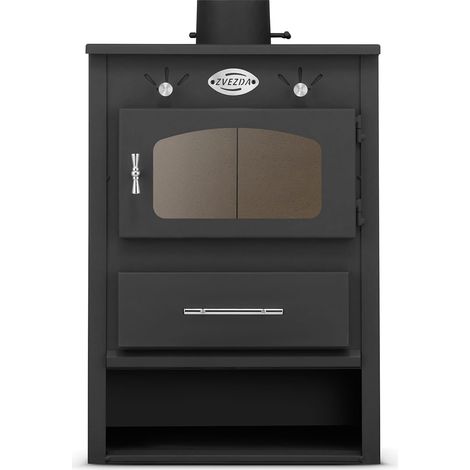 Poêle à bois 6,7 kW – Évacuation des fumées 130 mm – Classe d'efficacité énergétique A – Pour bois dur – Dimensions 39x75x48 cm – Zvezda (1/5)