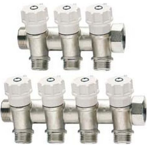 1PZ collettore di distribuzione nibile con valvole art.465 - mm 3/4" - 4 derivazioni m 1/2"