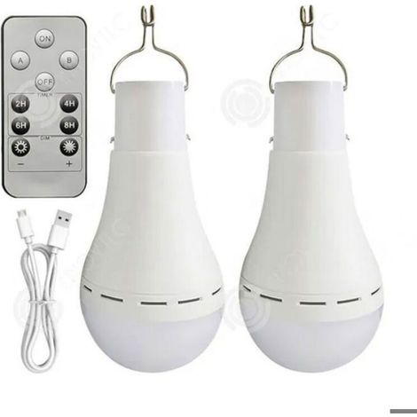 Ampoule rechargeable - 12W - Télécommande - Étanche IP65 - Portable pour camping