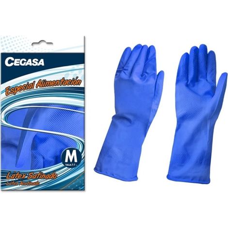 Cegasa guanti in lattice taglia m 7-7 1/2 -- adatto per la manipolazione di alimenti -- colore blu