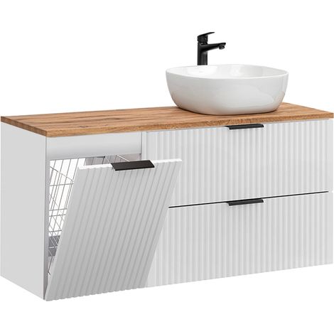 Mobile bagno con lavabo Adriel bianco e marrone 120cm (1/5)