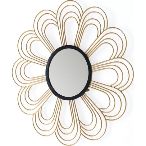 Miroir soleil élégant doré et noir - Or solaire sur fond noir (1/3)