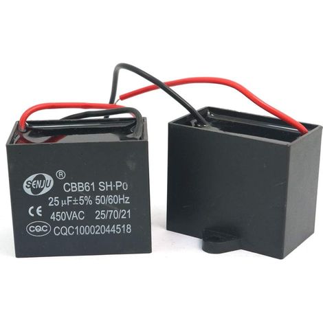 2 Stück CBB61 25uF 450V AC 50/60Hz Lüftermotor-Stromkondensator (1/3)