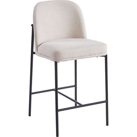 Chaise de bar moderne matelassée Inaya Métal Noir et Tissu Beige (1/5)