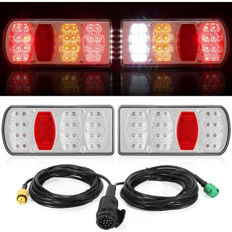 Kit de Feux Arrière Remorque 13 Broches 12V 24V IP65 Étanche LED Feu Arrière pour Remorque Camion avec Faisceau de Fils 5,5M, Plug (1/5)