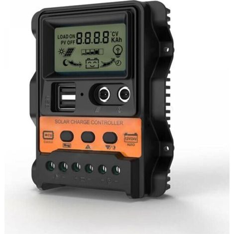 Solar-Laderegler PWM Solar-Laderegler 12V 24V 30A Dual USB 5V Ausgang Solarpanel-Regler mit LCD-Bildschirm für Blei-Säure-Batterien (30A)
