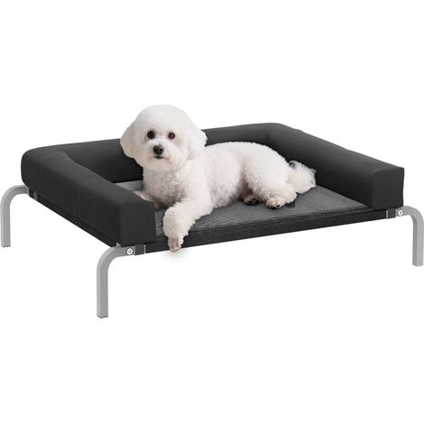 Lit surélevé pour chien rafraichissant, lit de camp pour chiens intérieur extérieur portable, 90 x 65 x 30 cm, noir