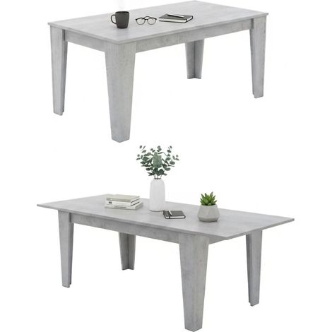 Tavolo Allungabile Sassetta, Allungabile, Meccanismo Estensione Allunga Centrale, Lunghezza Massima 220 cm, 220x88x78h cm Grigio Cemento
