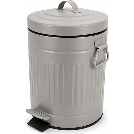 Cestino da bagno a pedale grigio in stile retrò, capacità 5 litri (1/5)