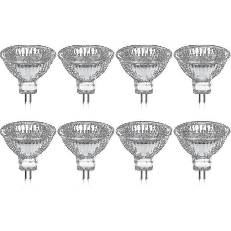 Packung mit 8 GU5.3 MR16 35W 12V Halogenlampen, dimmbar, warmweiß 2800K, 400 Lumen, mit Glasdiffusor. (1/5)