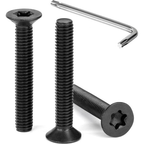 Vis à Tête Fraisée Torx M6 x 40 mm Noir Vis à Six Pans Creux en Acier Inoxydable A2 V2A à Tête Fraisée Métaux avec Clé T30 Filetage Complet 30 Pièces (1/5)