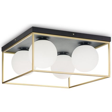 Plafoniera Contemporanea Lingotto Metallo Ottone 4 Luci E14