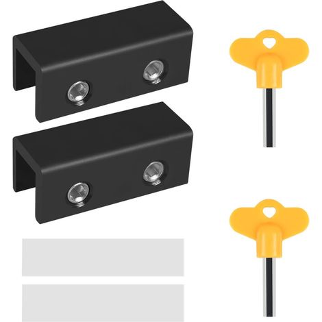 Serrures Fenêtre Coulissantes, 2/4 Ensembles de Bloque Porte Coulissante, Verrou Baie Coulissante Réglable en Acier Inoxydable, avec Clés et Entretoise Antidérapante pour Fenêtres Haut et Bas (1/5)