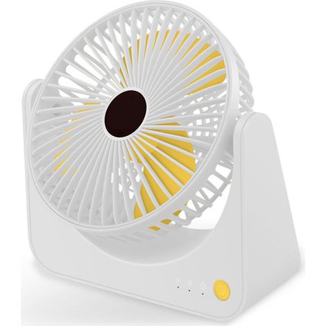 Ventilateur de Bureau USB Rechargeable Portable avec 3 Vitesses et Rotation, Mini Ventilateur Desktop Silencieux pour Maison Bureau, Blanc ABS PP 430g 19.6cm (1/5)