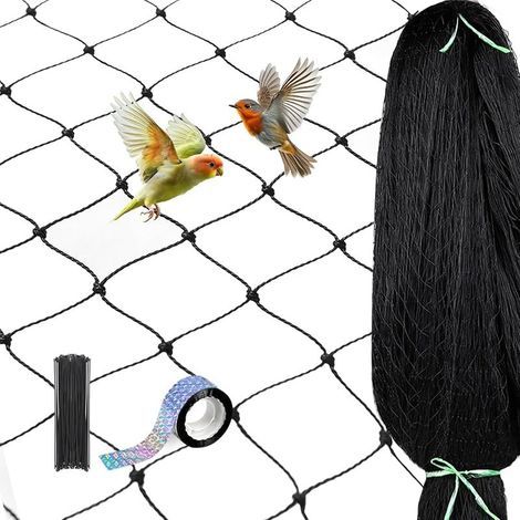 LALAGO Filet Anti Oiseaux 7,5m x 7,5m Mailles de 25mm x 25mm, Filet Poules Voliere de Protection, Polyvalente Filet Anti Pigeon pour Volière, Poulailler, Potager et Arbres Fruitiers (1/5)