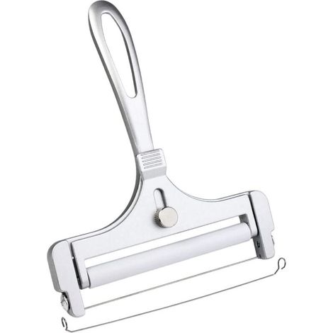 Trancheuse à fromage en fil d'acier inoxydable, trancheuse à fromage à épaisseur réglable, adaptée aux fromages à pâte molle et aux fromages semi-durs (argent givré) 5,9 x 4,5 pouces