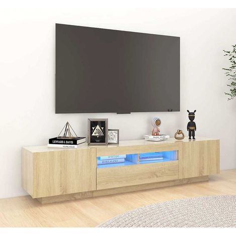 vidaXL Armario TV con luces LED color roble Sonoma 180x35x40 cm (1/5)