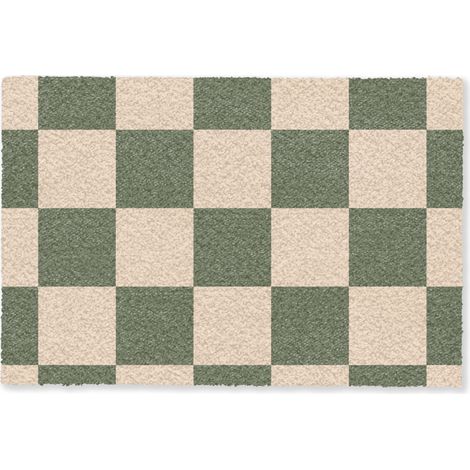 FELPUDO Tablero de ajedrez estampado - Verde - Beige - Bloques 60x40 cm (1/5)