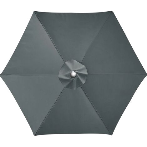 (Gris foncé, 3M, 6 côtes) Tissu polyester, tissu de remplacement pour parasols de terrasse extérieure, imperméable et pare-soleil. (1/5)
