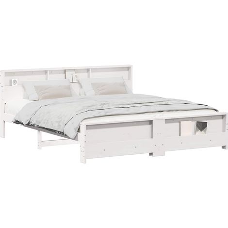 Estructura de cama Blanco 200 x 200 cm Madera maciza de pino vidaXL
