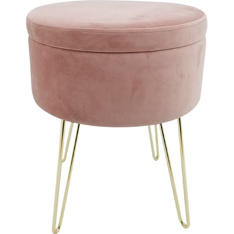 Pouf Decorativo Casa Imbottito in Velluto Orlando Rosa 37,5 x 45 cm (1/3)