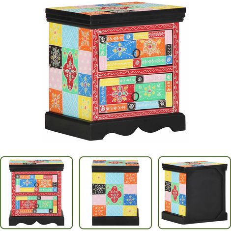vidaXL Mango Holz - Nachttisch Mehrfarbig 40 x 35 x 45 cm Massivholz Mango (1/5)
