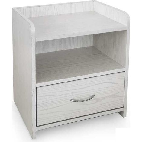COMODINO DA ARREDO CON CASSETTO E VANO APERTO 43X30X48CM COLORE BIANCO