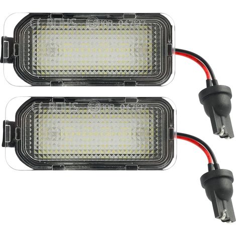 LED ÉClairage Plaque Immatriculation Auto Feux ArrièRe, 2 Pieces éClairages De Plaque MinéRalogique Led De Rechange, pour Ford Fiesta, Focus, S-Max, C-Max, Mondeo, Kuga, Galaxy, Jaguar XJ