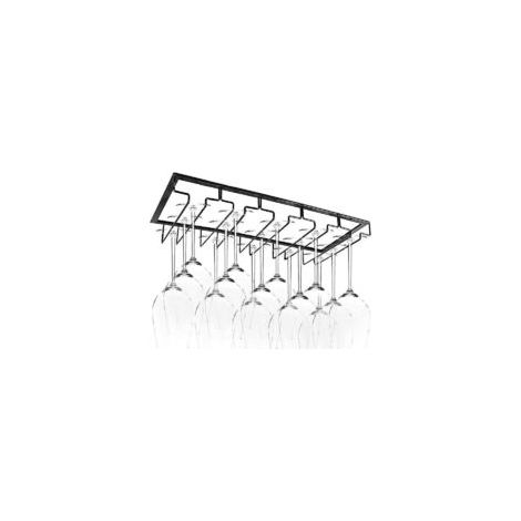 Hängendes Weinglasregal mit fünf Streben – für 10 bis 15 Weingläser – schwarzes Metall, 50 x 22,5 cm, inklusive Schrauben. – Crezuo (1/4)