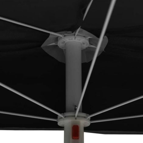 1 Demi-parasol, Mât droit acier, Tissu polyester, Protection solaire, Jardin Terrasse 180x90cm