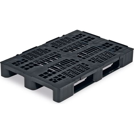 BRB Kunststoffpalette mit Rand 1200x800x145 mm, 3 Kufen, durchbrochen, 11,8 kg, PE-RE (1/2)